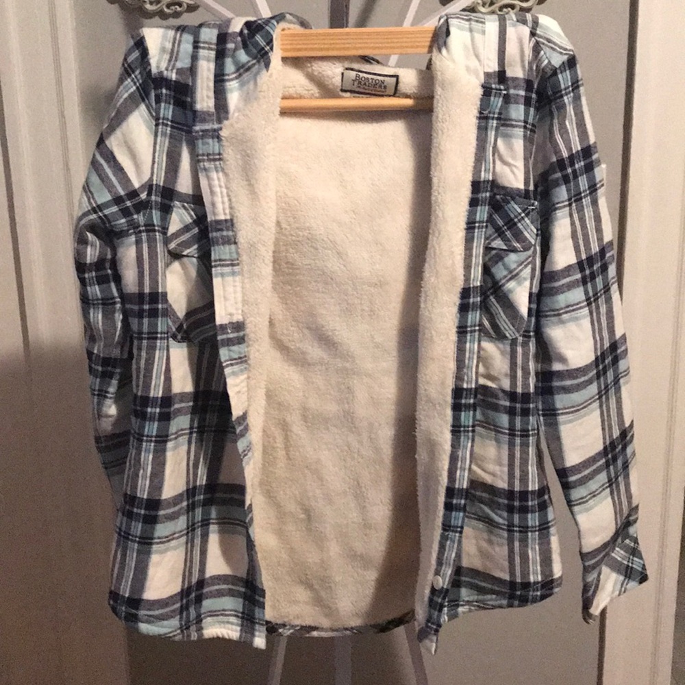 Fleece lined flannel jacket with hood